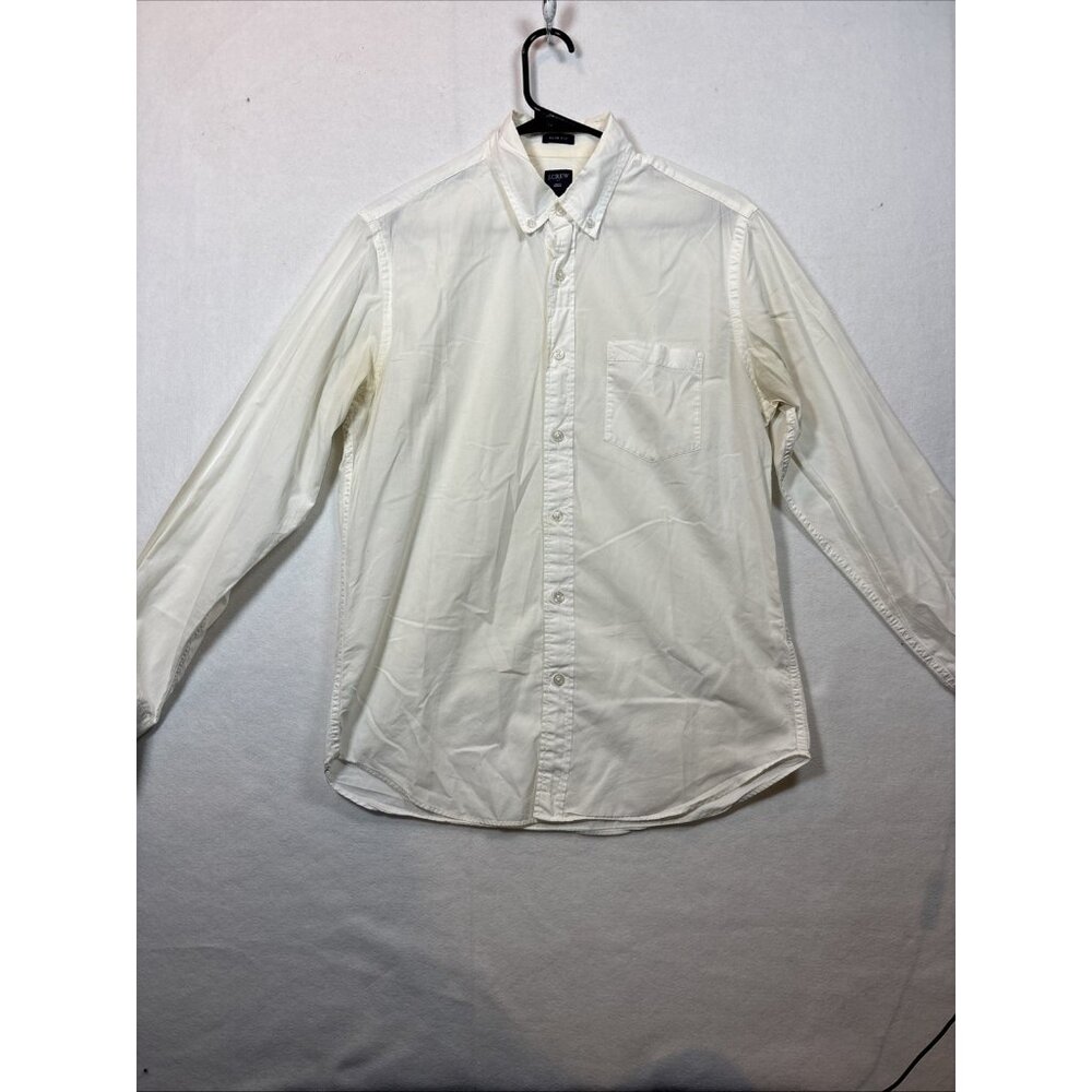 J. Crew Slim Fit White Solid Dress Shirt Size M 100% Cotton